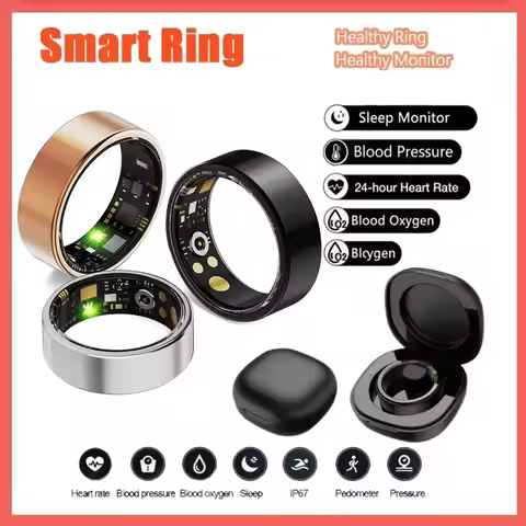 Smart Ring Men Women Heart Rate and Blood Oxygen Monitor Smartring IP68 & 5ATM Waterproof, Multi-spo