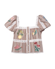Kloset Design Botanica Embroidered Puff Sleeves Top (PF25-T004-F)  เสื้อท็อปแขนพอง