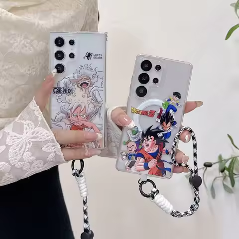 3D Anime Cute O-One P-Piece Luffy Magsafe Wireless Charge For Samsung S23 S24 S25 Ultra Plus A55 A35