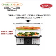 EUROPACE EFS2121W 2-TIER LARGE FOOD STEAMER (12L) * 1 YEAR LOCAL WARRANTY