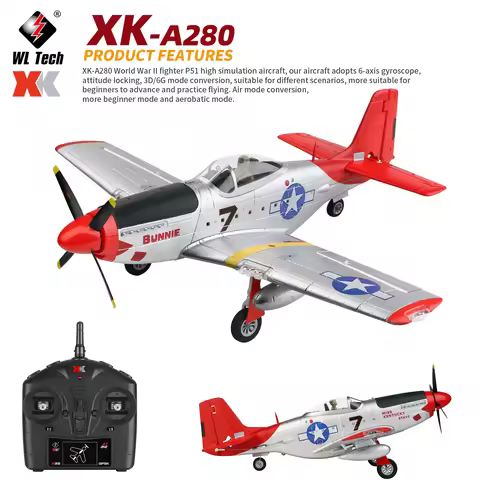 WLtoys XK A280 RC Airplane P51 Fighter 2.4G 3D6G Mode Aircraft with LED Searchlight Plane Toys for C