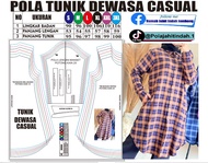Pola Jiplak Pola Baju Dewasa Pola Tunik Dewasa Pola Instan Pola Tunik Dewasa Casual Ukuran S-3XL