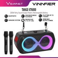 VINNFIER TANGO XT6000 WMU PORTABLE KARAOKE BLUETOOTH SPEAKER 300W | PARTY LIGHTS EFECTS | 2 UHF WIRE