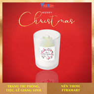 [BST Nến trang trí Noel 2023] Ly nến thơm hình quả thông Noel đổi màu đèn Led LED6361 (Trắng nền xan