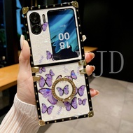 เคส YJD สำหรับออปโป้ไฟนด์ OPPO Find N2 Flip แบบฝาพับเคสสำหรับโน้ตบุคลายผีเสื้อมีห่วงเคสโทรศัพท์กันกระแทก