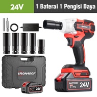 IRONHOOF Brushless Impact Tool 24V Cordless Electric Impact Wrench Bor impek pembuka baut motor