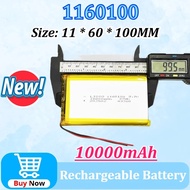 1-50PCS 1160100 3. 7V 10000mAh for Tablet PC Power Bank MP4 Toys Drones Size: 11 * 60 * 100mm New Li