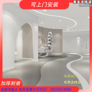 pvc塑膠地板吸音水泥灰地板貼商用pvc卷材防火B1防水耐磨抗汙地板貼板