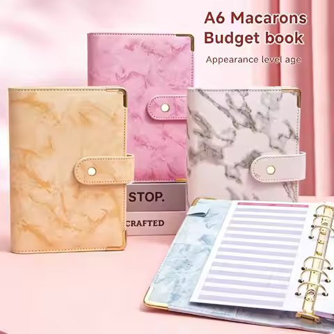 A6 Budget Binder with Cash Envelope Savings Book Budget Planner PU Leather Laptop Binder with Binder