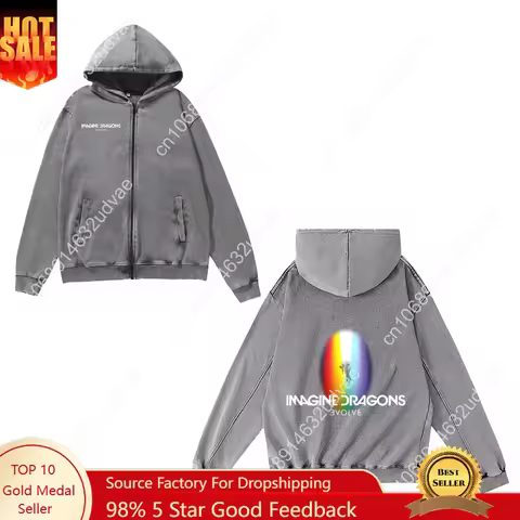 Imagine Dragons Zipper Sweatshirt Man Woman Teenager Retro Hoodies Vintage Pullover Sweat Shirt with