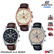 Casio Edifice EFB-504JGL EFB-504JL Men Watch Sapphire Crystal Genuine Leather Band Analog Quartz Dua