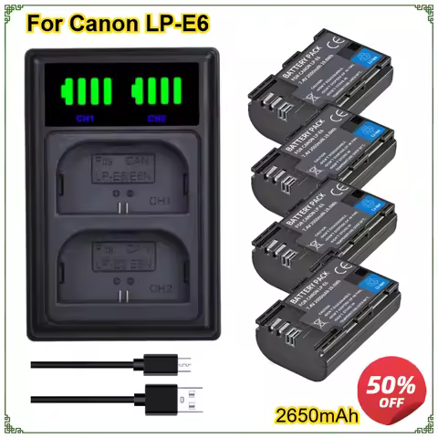 2650mAh Li-ion LP-E6 LP-E6N Digital Battery for Canon EOS 6D 7D 5D Mark II III IV 5D 60D 60Da 70D 80