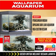 3D REAR AQUARIUM BACKGROUND WALLPAPER STICKER BONSAI TREE PICTURE THEME DF2