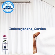 Indo Sejahtra Gorden - Vitrase Gorden Polos Tebal Minimalis Warna Putih Ukuran L 100 cm x T 200 cm