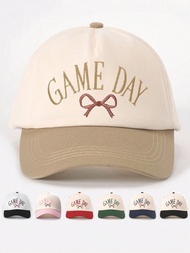 1ชิ้น หมวกเบสบอลสีบล็อก ปักลาย "GAME DAY" ปรับขนาดได้ หมวกกันแดดกลางแจ้งสบาย เหมาะสำหรับการเดินทางฤด