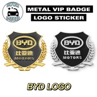 2pcs VIP 3D Metal BYD Emblem Badge Logo Car Sticker Decals personality reflective Stylish for Electr