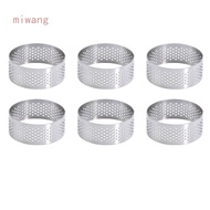 6Pcs 5/6/7/8cm Stainless Steel Round Baking Mold Set Quiche Ring Tart Pan Pie Tart Ring With Hole Ta