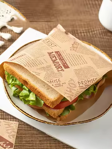 50pcs Oil-Proof Paper Food Wrapping Paper Baking Sandwich Burger Fries Fried Food Wrapping Paper Pla