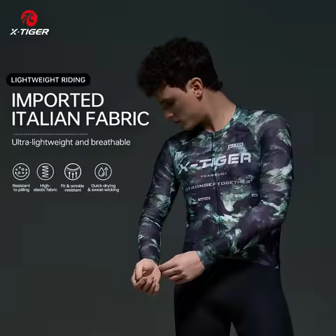 X-TIGER Men's Cycling Jersey MO CHUAN SERIES Slim Fit Long Sleeves Breathable Cycling Jersey Mtb Roa