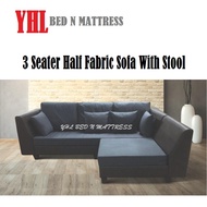 YHL Modular Half Fabric 3 Seater Sofa With Stool (Available To Change The Fabric Color)