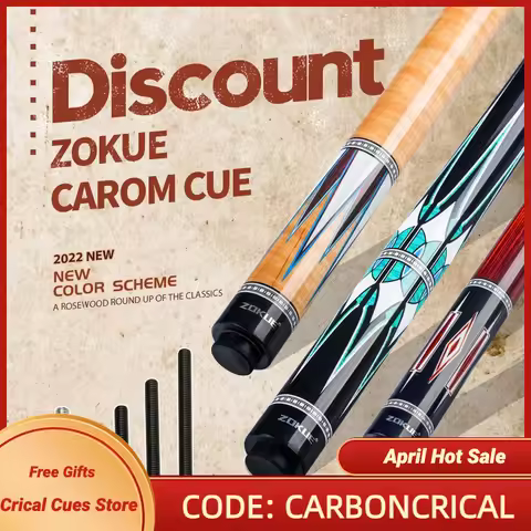ZOKUE-Professional Billiard Cue with Case, Carom Stick, Korean 3 Cushion, Taper, 12mm Tip, 142 cm, L