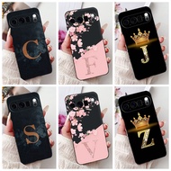 Google Pixel 10 Pro Case GN4F5 Black Silicone Aesthetic A-Z Letters Fashion Flowers Cover Google Pix