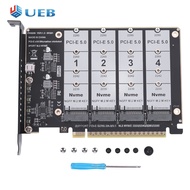 PCIe 5.0X16ถึง4พอร์ต NVMe SSD Bifurcation Card สำหรับ M.2 2230 2242 2280 NVMe SSD การสนับสนุนแบบคู่