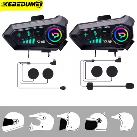 Kebidumei YP10 Wireless Bluetooth5.3 Motorcycle Helmet Headset Handsfree Call Kit Waterproof Music P