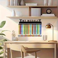 TEMU A Black Metal Sports Medal Holder Measuring 15.8 Inches By 3.74 Inches, Designed For Wall Mount