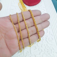 Cop 916 45cm To 70cm Rantai Leher Pintal 24K Gold Plated Twisted Unisex Necklace Kalung Jewelry 1.5m