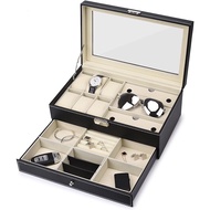 2 Tier PU 6 Slots Watch Specs and Jewelry Storage Box Organizer Display Case