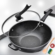 Medical Stone Wok Non-Stick Pan Household Iron Pan Smoke-Free Cooking Pot-Non-Stick Frypan Frying Pan Wok/Grill Pans Woks/Cooking Wok 953D YBDF