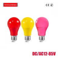 DC12V 24V 36 V LED Colorful Bulb Lamp A60 6W 9W Festival Decorative Bulb DCAC12-85V Multicolor Bulb Outdoor Red Light Pink Light