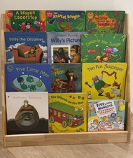 Montessori  Kids wooden Bookshelf Solid Thailand Rubber Wood 4 Tier ชั้นวางหนังสือเด็ก ไม้จริงทั้งชิ้น