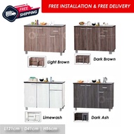 ASTAR 4 Feet 3 Door Kitchen Cabinet with Drawer 4FT kitchen organiser Plywood/Tiled Table top [SG SELLER]