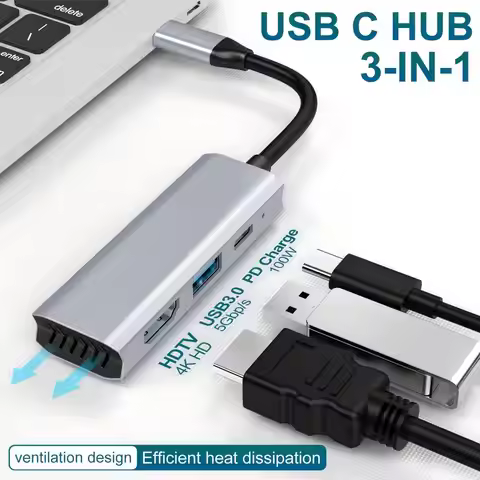 USB C Hub to 4K HDMI-Compatible Adapter USB 3.0 Type C PD Docking Station Splitter for MacBook iPad