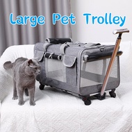 Extra large Pet Trolley Case Cat Carrier Travel Portable Detachable Troli Kucing Universal Wheel Bre