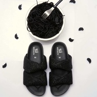 Double Strap - Ink Pasta (Black) รองเท้าแตะสีดำ พื้นรองเท้าสบาย support เท้า เป็นโฟม EVA แบบนุ่มนะคะ