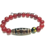 RUBELITE WITH AUTHENTIC TIBETAN 8 EYED DZI