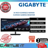 Gigabyte G34WQC2 34 Inch Curved VA UWQHD 200Hz 1ms HDR400 Gaming Monitor