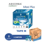 Absorba Nateen MAXI PLUS Adult Diapers, Lampin Dewasa, Size M - 8bags/carton, 10pcs/carton, 80pcs/carton