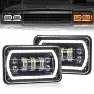 55w Square Headlight With Halo Rings 4x6 Inch Led Headlights For H4651 H4652 H4656 H4666 H4668 H4642