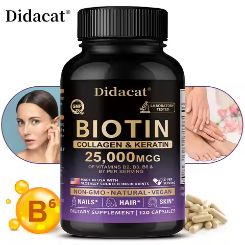 Biotin Vitamins with Collagen & Keratin - 25000 mcg Capsules,B1,B2,B3,B6,B7 Complex,Healthy Nails & 