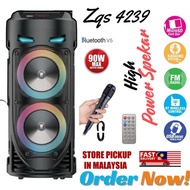 Zqs-4239 Outdoor Karaoke Speaker with RGB Light Bluetooth Wireless Speaker HiFi Stereo Sound System 