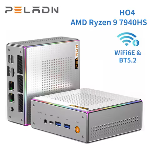 PELADN Mini PC, Ryzen 9 7940HS (8C/16T, Up to 5.1GHz) Radeon 780M 16GB DDR5 5600Mhz RAM, 1TB SSD, 4K