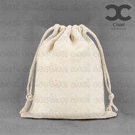 CISEL Pouch Serut Polos Bahan Kanvas Premium Ukuran Kecil 15 x 20 Besar 25 x 30