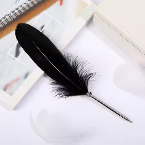 Neutral Gel Pen Feather Ballpoint Pen Roller Ball Pen Handwriting Feather Signature Pen High-End Qui