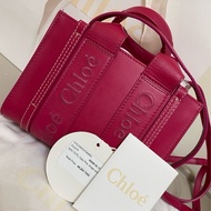 Chloe經典WOODY系列牛皮手提斜背MINI托特包（桃紅）