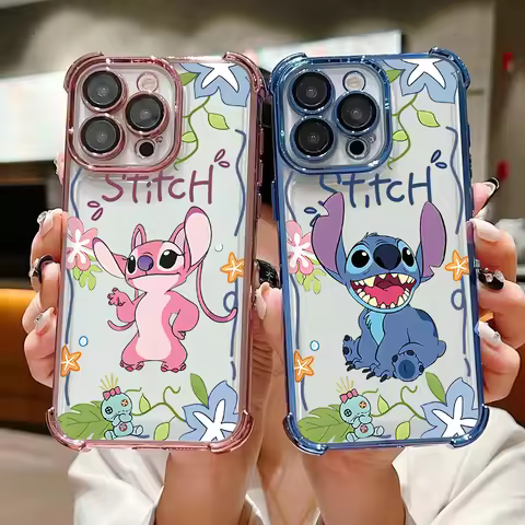 Cute Disneys Stitchs Plating Case For vivo V29e Y200 V27 S16 T1 S15 V25 V23 S12 Y38 Y28 Y03 Y17s Y78