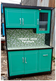 Lemari Sayur Piring 3 Pintu Cadia Bahan Kayu Blockteak Kuat Dilengkapi Rak Besi + Keramik Anti Air B